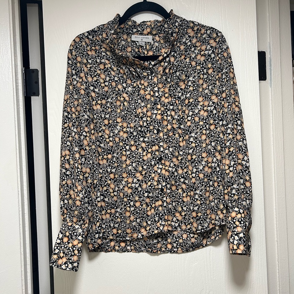 Women’s Nili Lotan x Target Floral Long Sleeve button Down Top- size medium
